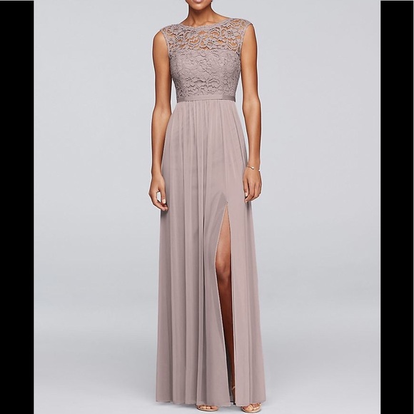 David's Bridal Dresses & Skirts - Long Bridesmaid Dress with Ribbon Waist